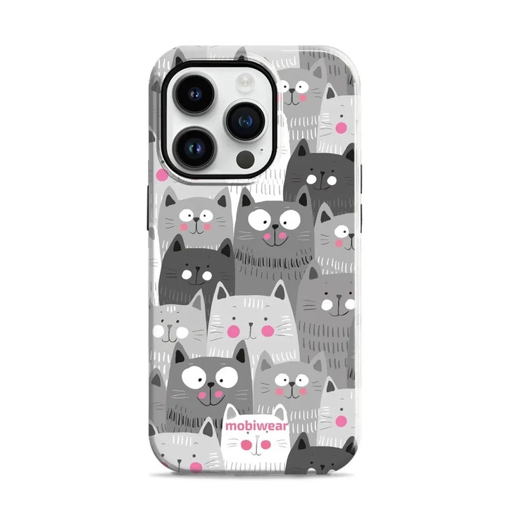 Husa rezistenta Mobiwear Elite Pro pentru Apple iPhone 14 Pro, protectie dubla, culoare gri, fabricata in Stetin