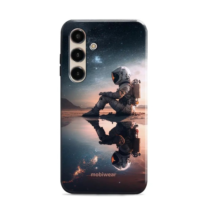 Husa rezistenta Mobiwear Elite Pro pentru Samsung Galaxy S24, protectie dubla, culoare gri, motiv spatial