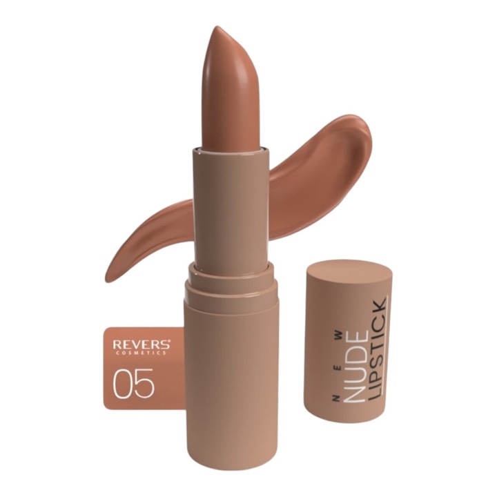 Ruj de buze Revers, New Nude Lipstick 05, nude caramel satinat, 4 g
