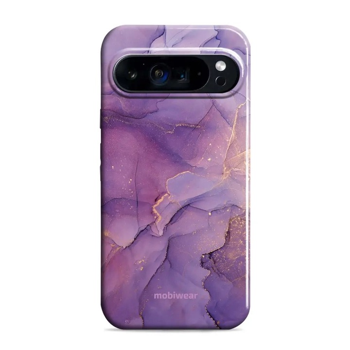 Carcasa rezistenta Mobiwear Elite Pro pentru Google Pixel 9 / 9 Pro, mramor violet, protectie dubla, material plastic si TPU