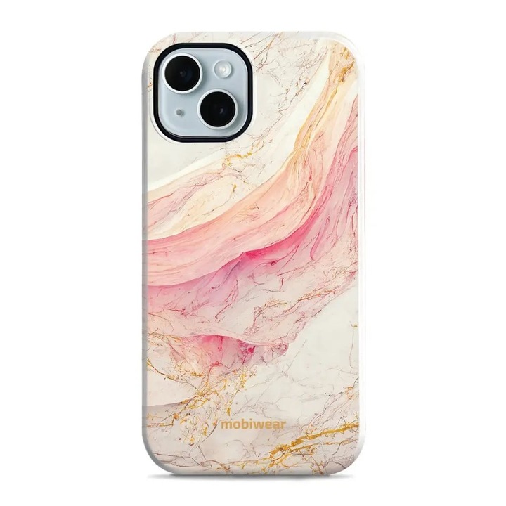 Mobiwear Elite Pro strapabíró tok Apple iPhone 14-hez, rózsaszín és arany, 2 rétegű, ütésálló