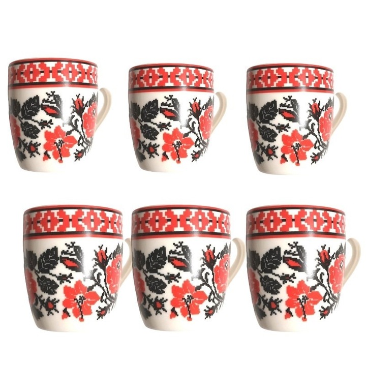 Set 6 Cani Ceramica, Model Traditional, 200 ml