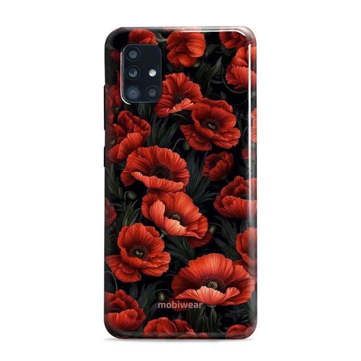 Husa rezistenta Mobiwear Elite Pro pentru Samsung Galaxy A71, rosie, design cu flori, protectie dubla