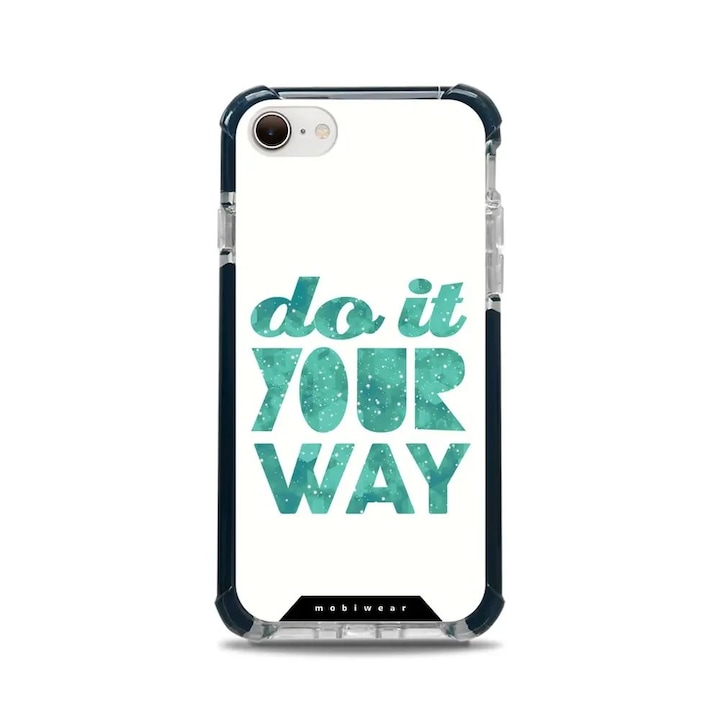 Устойчив калъф Mobiwear MagSafe Elite Bumper за Apple iPhone SE 2020 / SE 2022, бял, максимална защита, MagSafe поддръжка