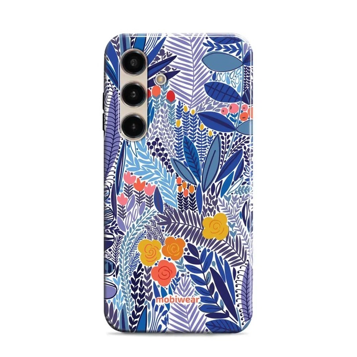 Husa rezistenta Mobiwear Elite Pro pentru Samsung Galaxy S24, design cu flori, multicolor, 2 straturi de protectie