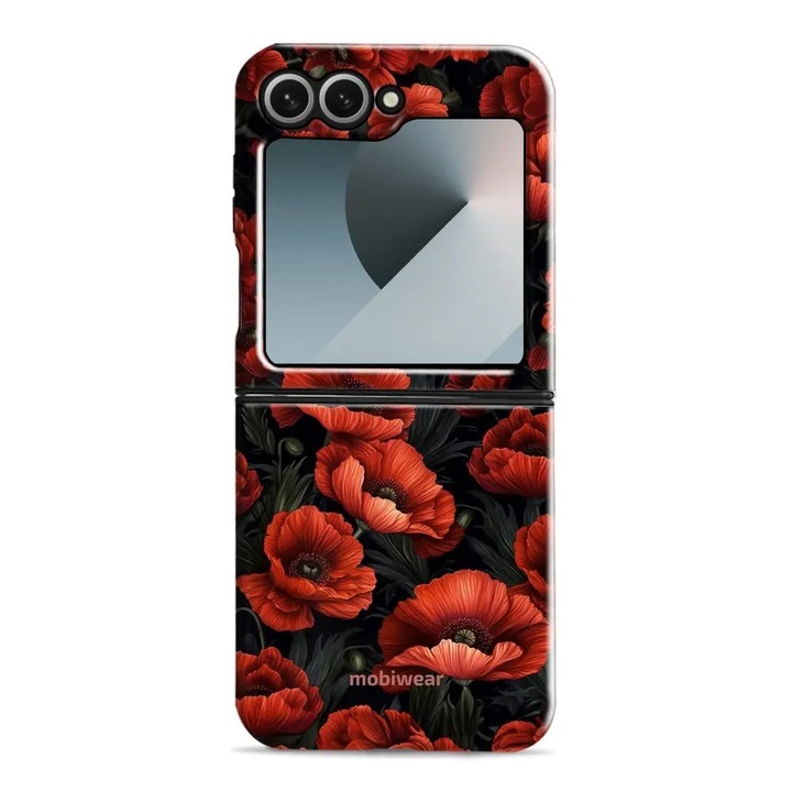 Удароустойчив калъф Mobiwear Elite Pro за Samsung Galaxy Z Flip 6, червен, със стойка и защита срещу удари