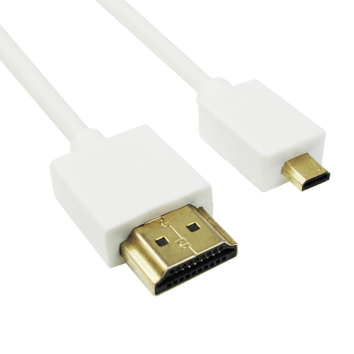 Кабел DeTech HDMI - HDMI Micro, 1.5m, Бял