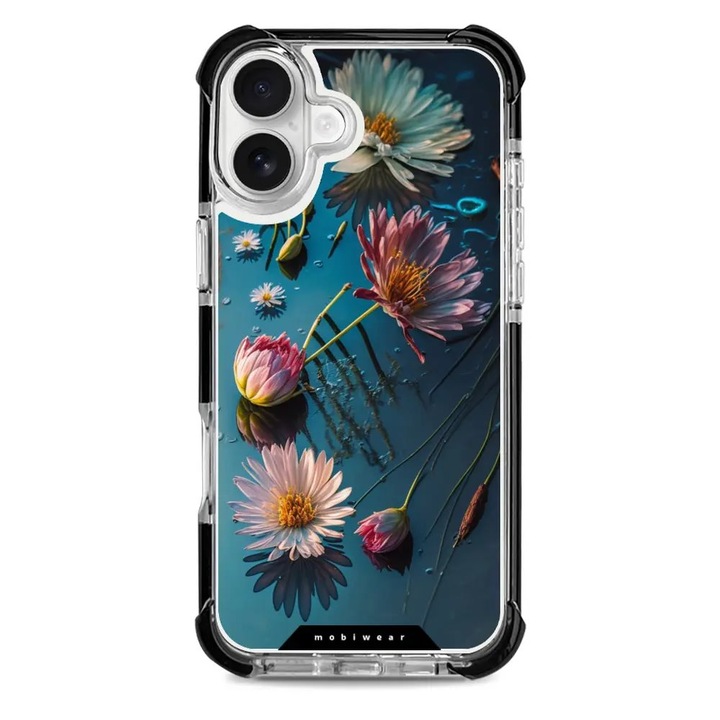Husa rezistenta Mobiwear MagSafe Elite Bumper pentru Apple iPhone 16 Plus, multicolor, design cu flori, protectie maxima