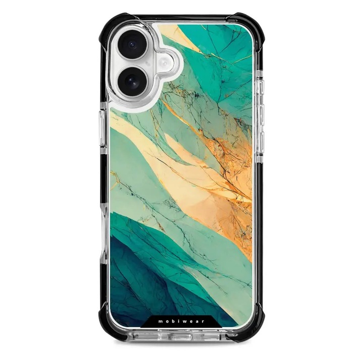 Husa rezistenta Mobiwear MagSafe Elite Bumper pentru Apple iPhone 16 Plus, verde, dimensiuni precise