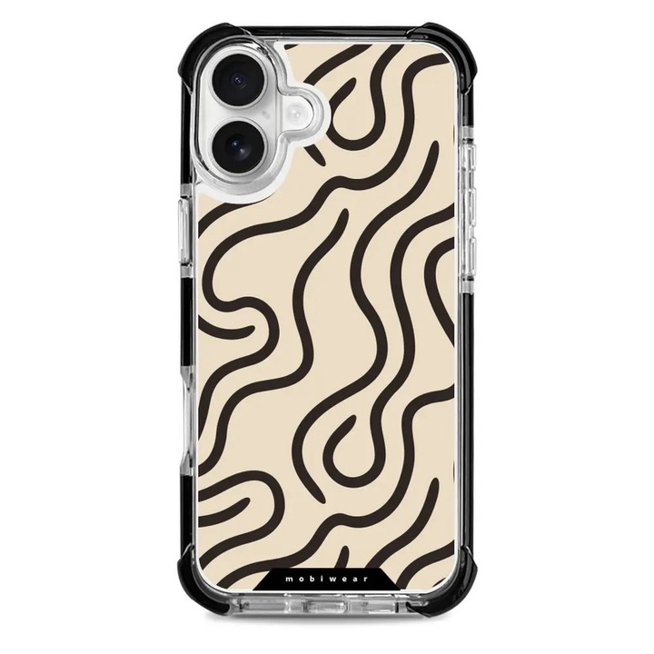 Husa rezistenta Mobiwear MagSafe Elite Bumper pentru Apple iPhone 16 Plus, protectie maxima, culoare bej