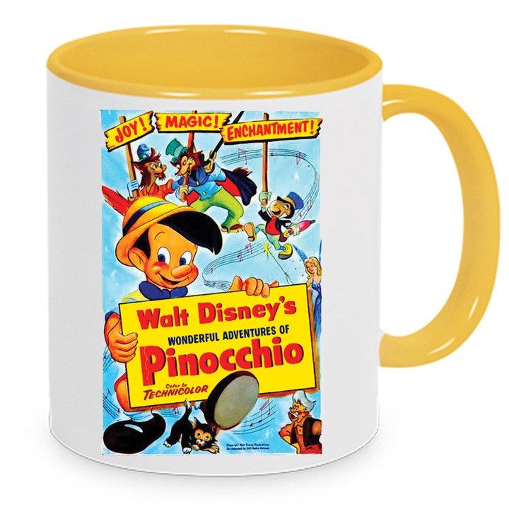 Cana Pinocchio No.3, Chn, 330ml, ceramica, alba-galbena