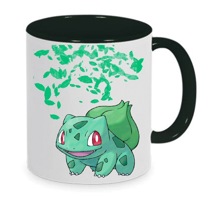 Cana Pokemon Bulbasaur, ceramica, 330ml, alb-negru