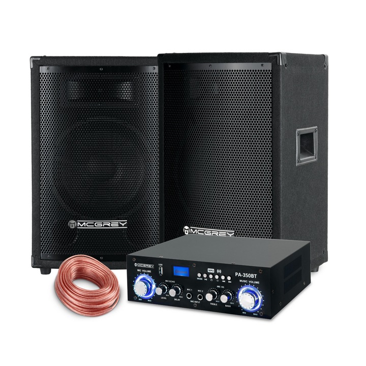 Професионален комплект тонколони McGrey PA PowerDJ-1500 с усилвател