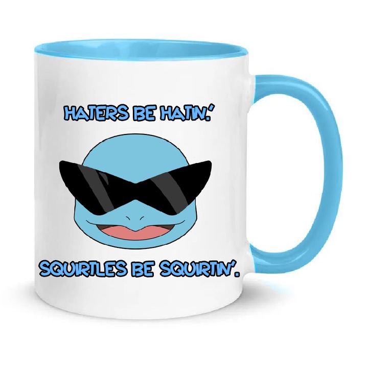 Cana ceramica Pokemon Squirtle No.2, 330ml, alb si albastru deschis, design amuzant