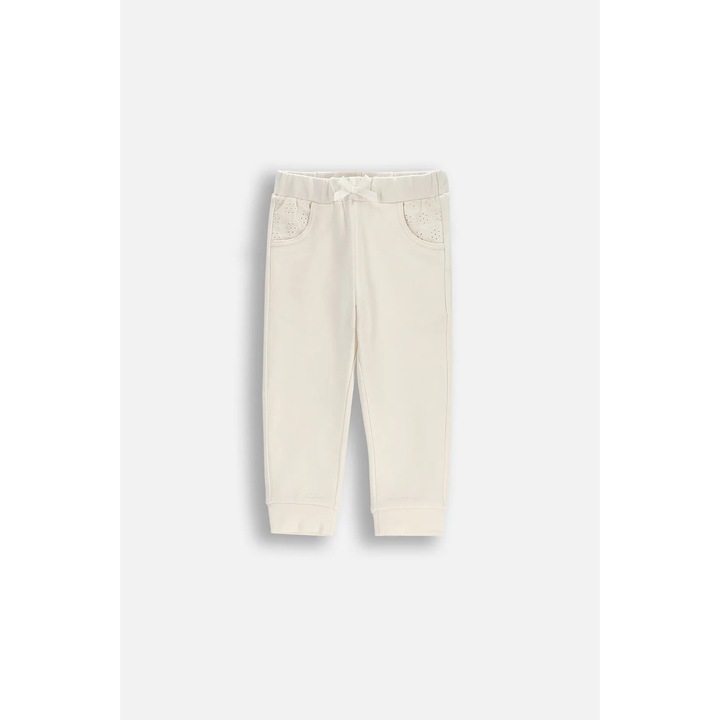 Sportnadrág rugalmas derékkal és díszítő masnival, Ekrü