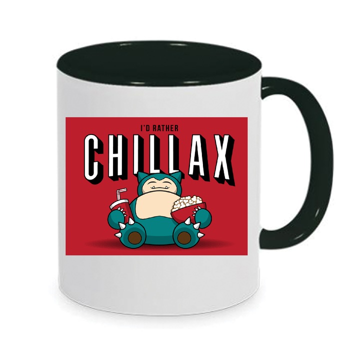 Cana ceramica Pokemon Snorlax No.3, 330ml, alb-negru, umoristic