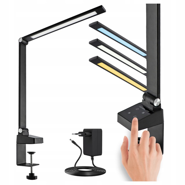Lampa de Birou LED Pentru Lucra Ajustabila Touch 10W 5 Culori Maner Negru