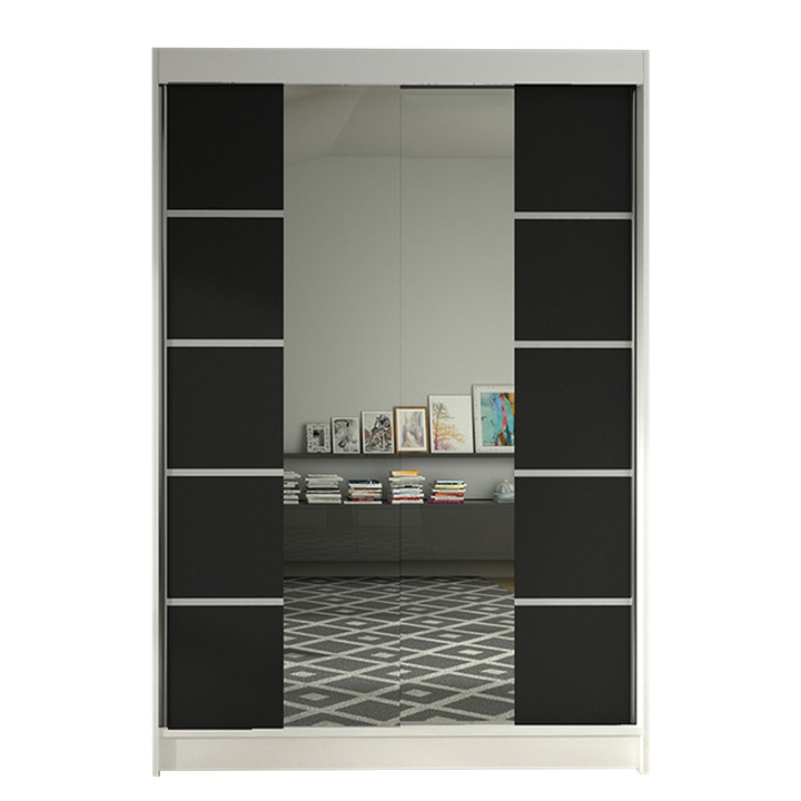 Dulap Parys V, MIRJAN24, alb + negru, 58x120x200 cm