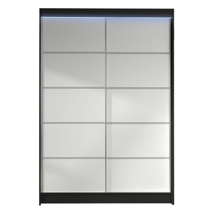 Dulap Parys IV cu LED, MIRJAN24, negru + alb, 58x120x200 cm