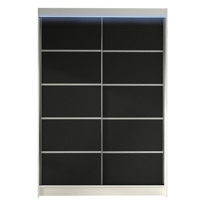 Dulap Parys IV cu LED, MIRJAN24, alb + negru, 58x120x200 cm
