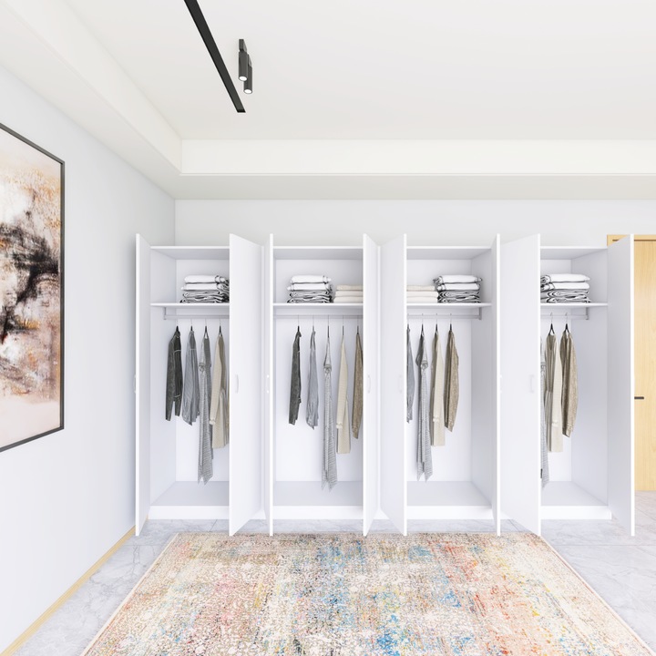 Dulap Haine cu 8 usi, L320 x H200 x A50cm, Material Pal18mm, Culoare Alb