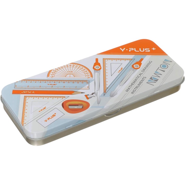 Trusa geometrie Newton in cutie metalica -10 piese, Y-Plus