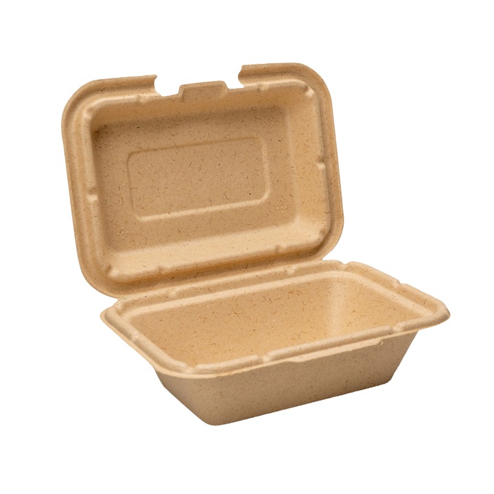 600 ml-es, 50 darabos ételdoboz készlet, biológiailag lebomló, cukornádból készült csomagolás, vegyszermentes, élelmiszerbiztonságos