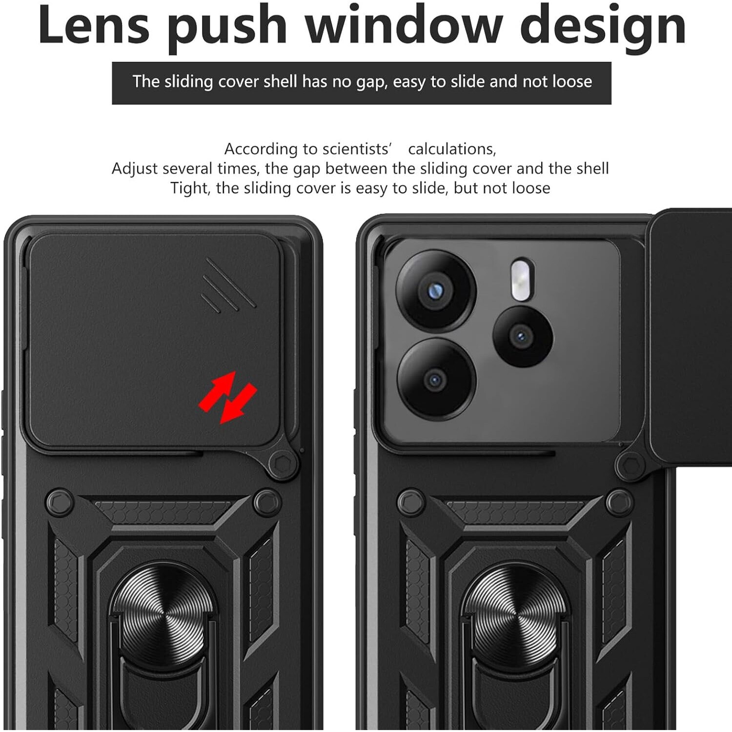 Husa pentru Xiaomi Redmi Note 14 4G Ring Armor Kickstand Tough Rugged Cover cu protectie camera Negru