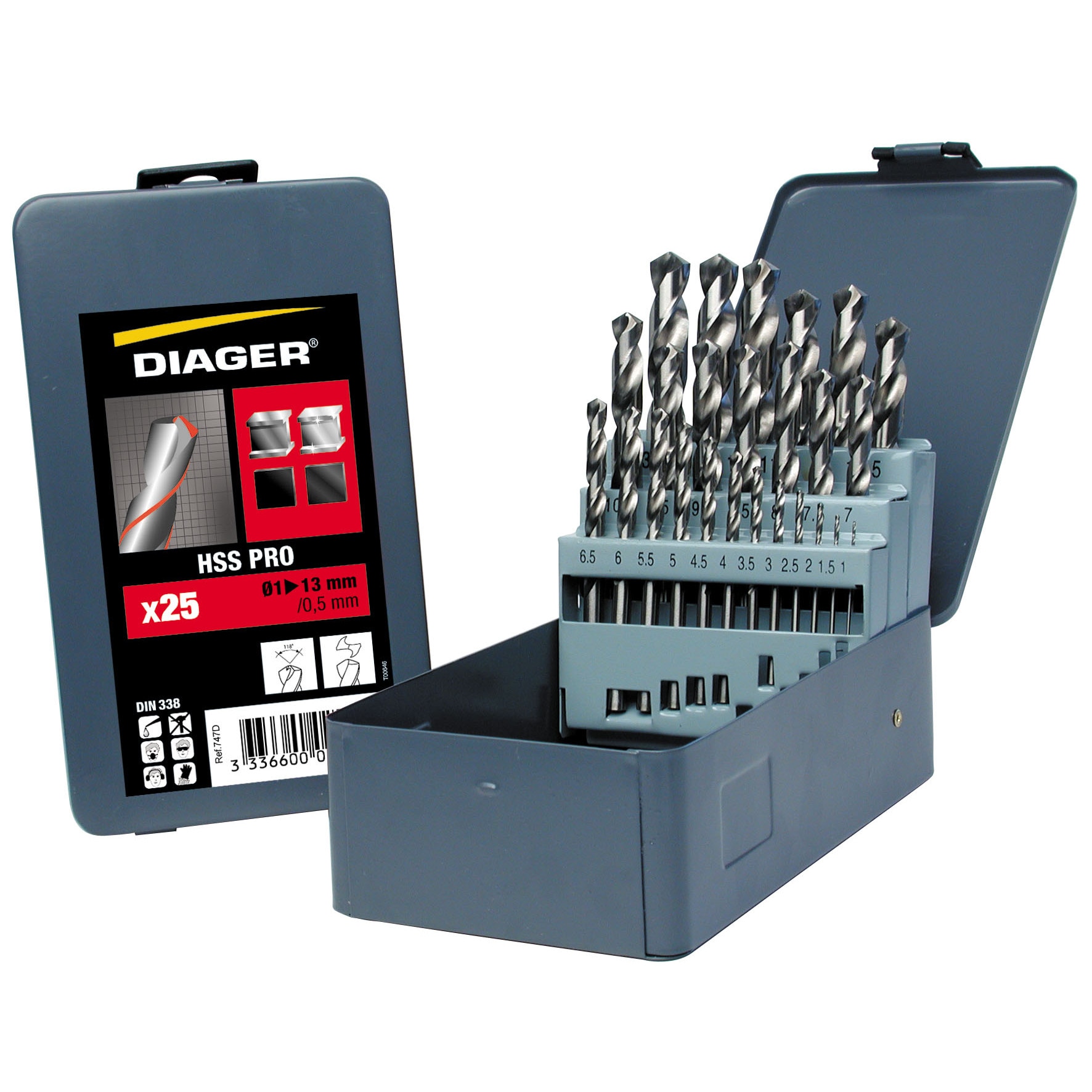 Set 25 burghie HSS PRO 1-13/0,5 mm