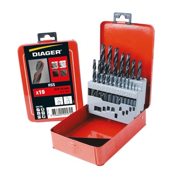 Set burghie laminate HSS 1-10mm/0,5mm, in metal Set burghie laminate HSS 1-10mm/0,5mm, in metal