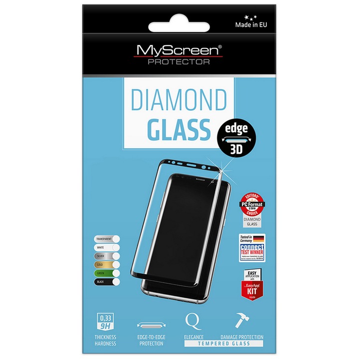 Myscreen diamond glass edge képernyővédő üveg, 3d, 0.33mm, 9h, fekete, kompatibilis: Google Pixel 7 Pro