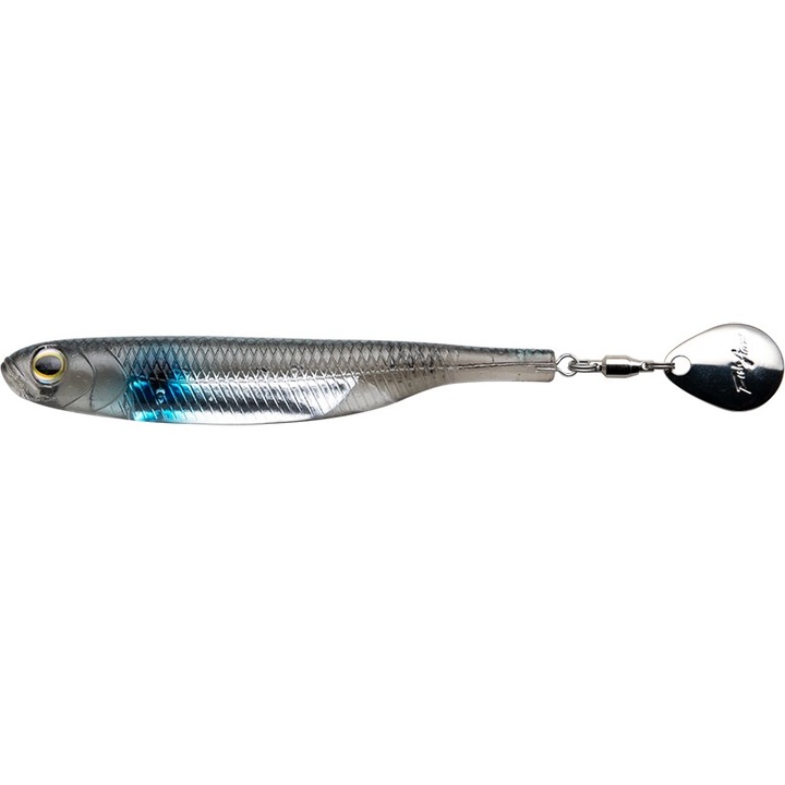 3 db-os pergető farok készlet, Fish Arrow Flash-J Spin Elastomer SW 10cm 102 Blue Spot Silver, süllő, süllő, csuka vagy keszeg horgászatához