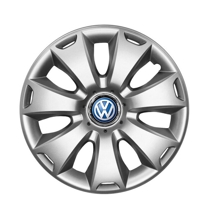Set 4 Capace Roti R16 AutoSSF ®, Potrivite Jantelor de 16 inch, pentru VW, Model 417, Sigla Albastra