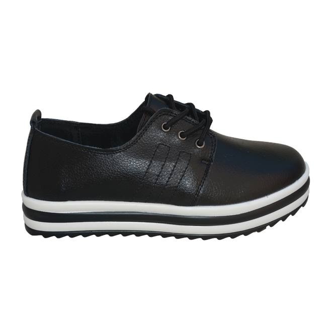 Pantofi comozi, cu siret, D&J Exclusive, Negru
