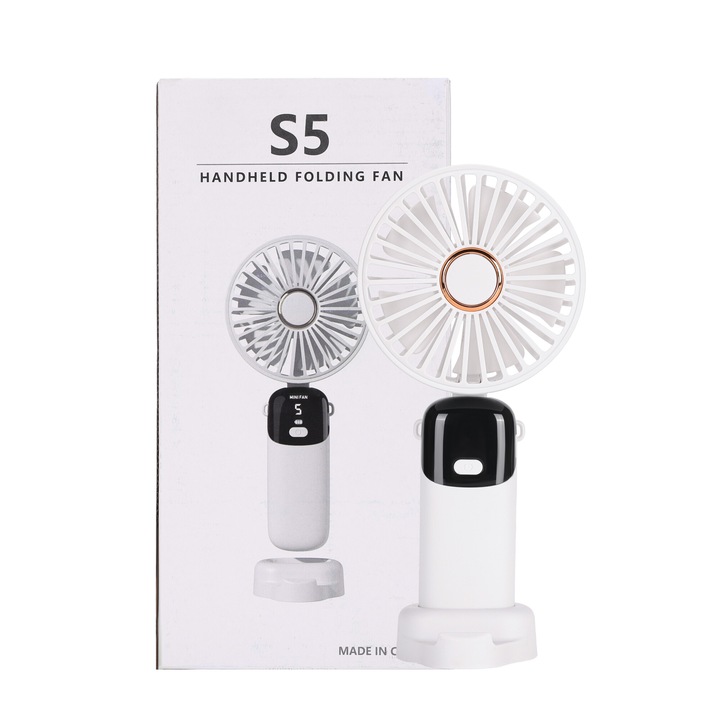 Hordozható ventilátor 3 az 1-ben, 8 órás üzemidővel, 90°-ban állítható, fehér
