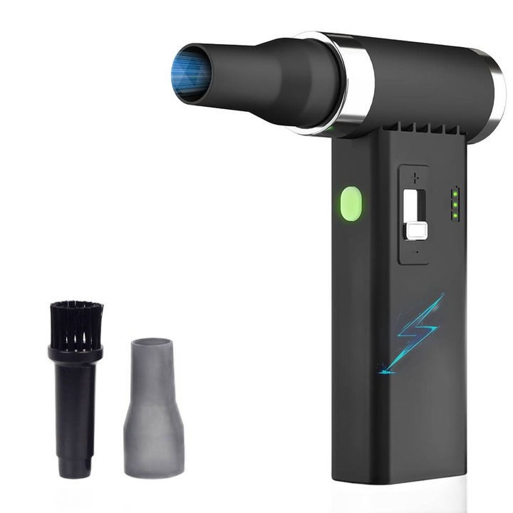Hordozható autós porszívó, vezeték nélküli, 100 W teljesítmény, 13 kPa szívóerő, mosható HEPA szűrő, USB-C töltés, Li-ion akkumulátor, kompakt, fehér
