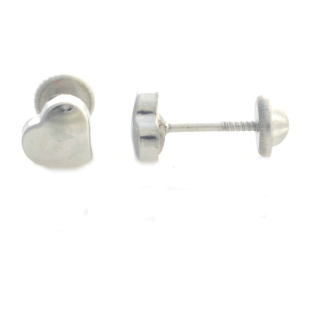 Cercei din aur alb pentru copii, Inimioare lucioase