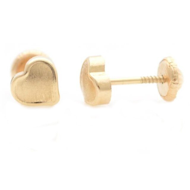Cercei din aur galben pentru copii, Inimioare mate