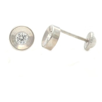 Cercei din aur alb pentru copii, Rotunzi mari cu piatra Cercei din aur alb pentru copii, Rotunzi mari cu piatra