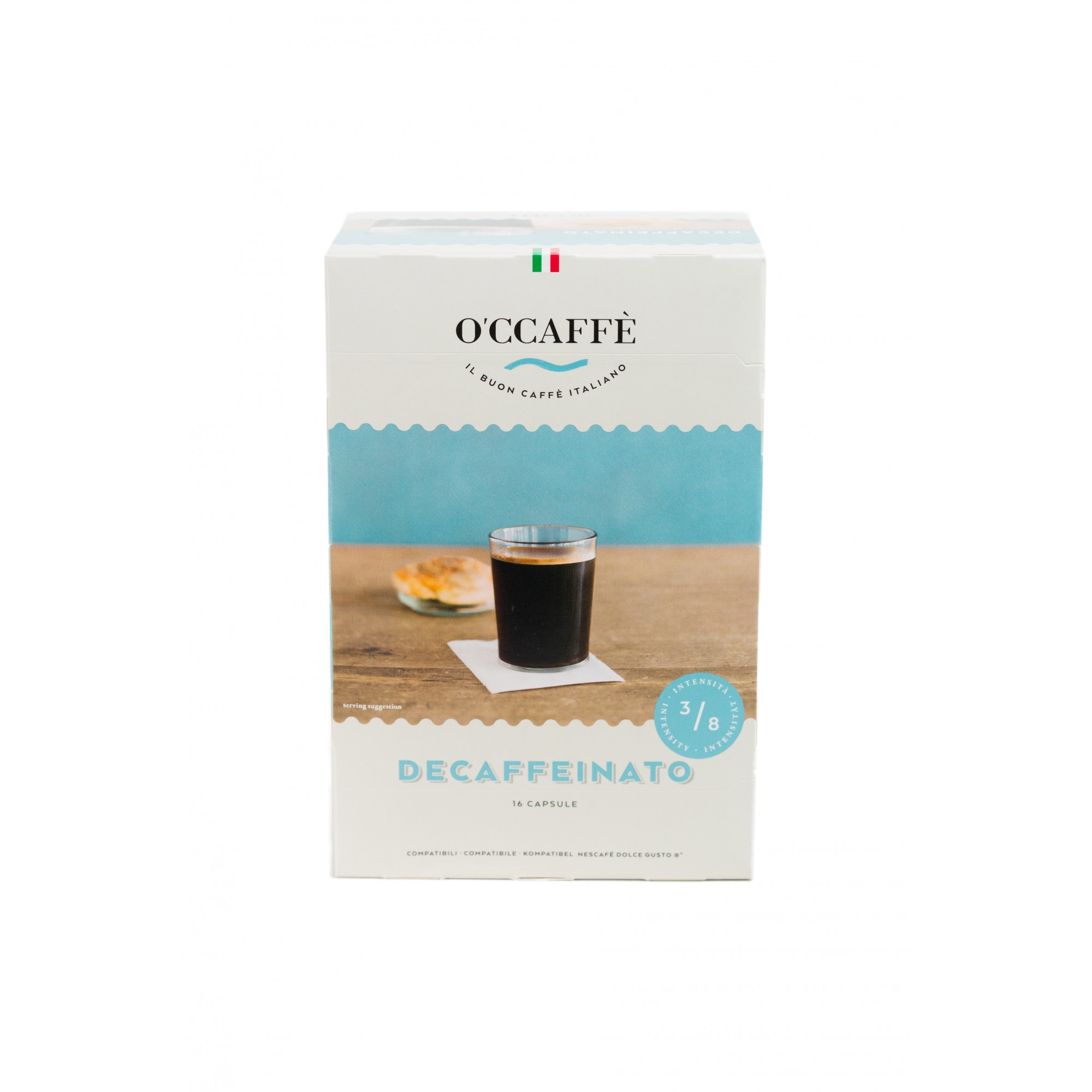 Capsule O'CCAFFE Decaffeinato, 16 capsule, compatibile Dolce Gusto