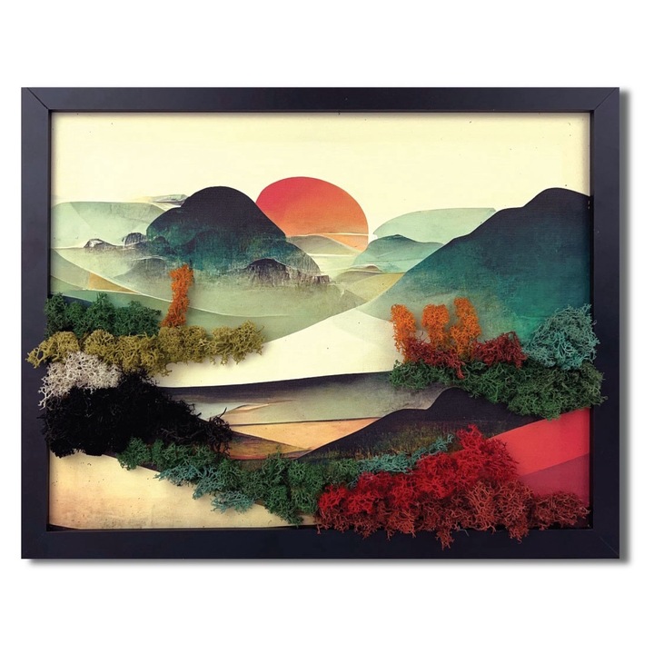 Tablou canvas cu licheni - Abstract Mountain 35x45 cm, MH0003