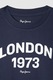 Pepe Jeans London, Tricou cu decolteu la baza gatului si logo, Alb, Bleumarin, 116 CM