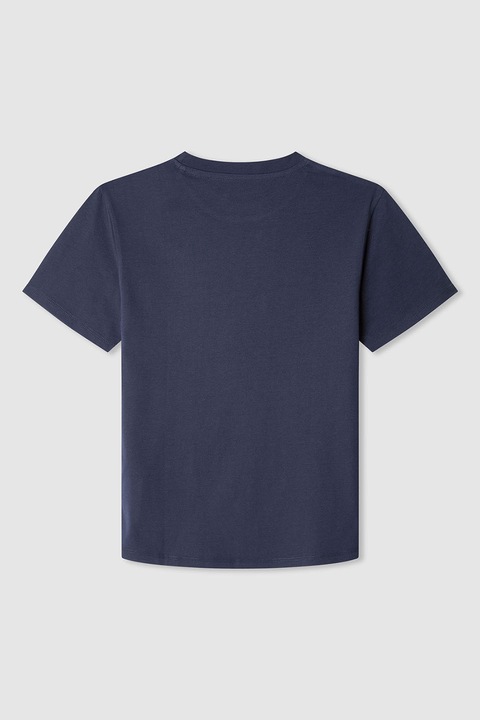 Pepe Jeans London, Tricou cu decolteu la baza gatului si logo, Alb, Bleumarin, 116 CM