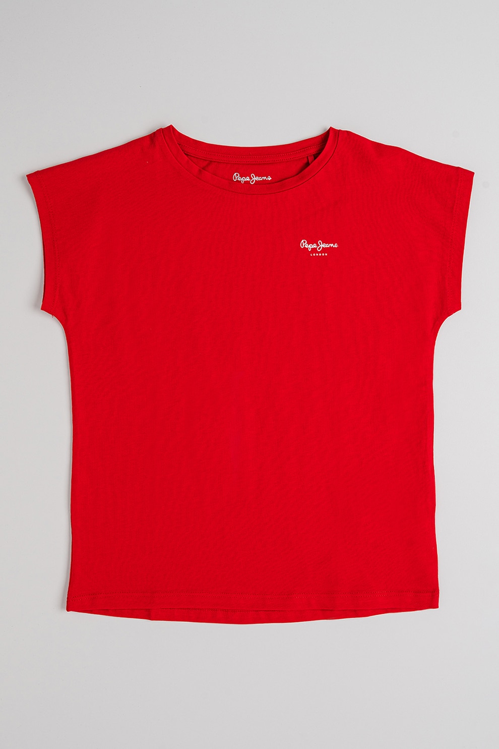 Pepe Jeans London, Tricou cu decolteu la baza gatului si logo discret Bloomy N, Rosu, 152 CM