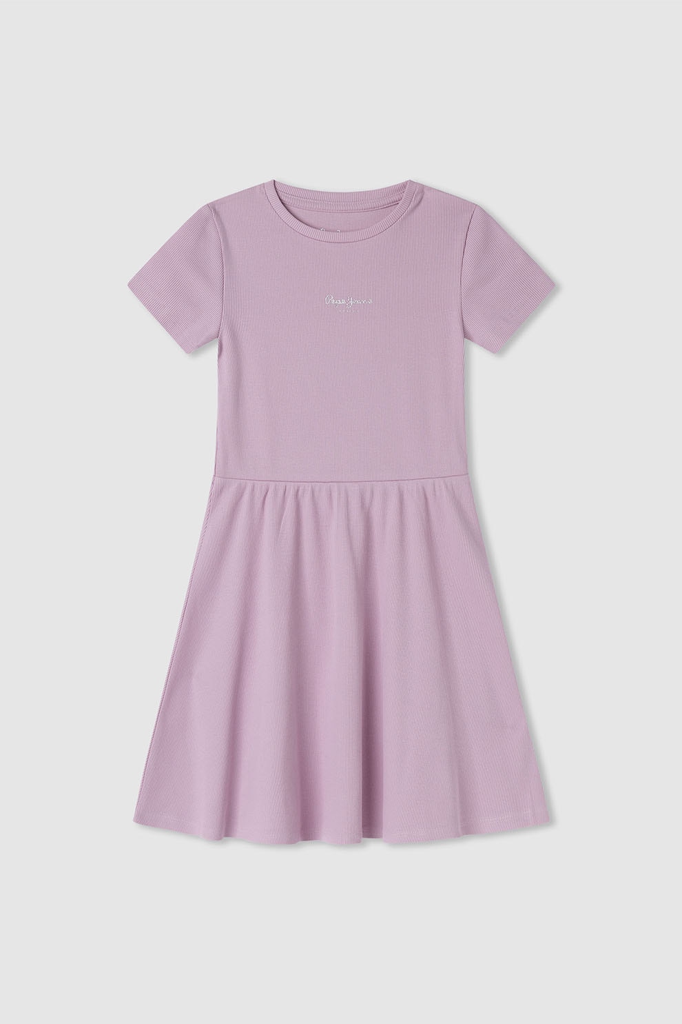 Pepe Jeans London, Rochie evazata cu logo discret, Alb murdar, Roz prafuit, 164 CM