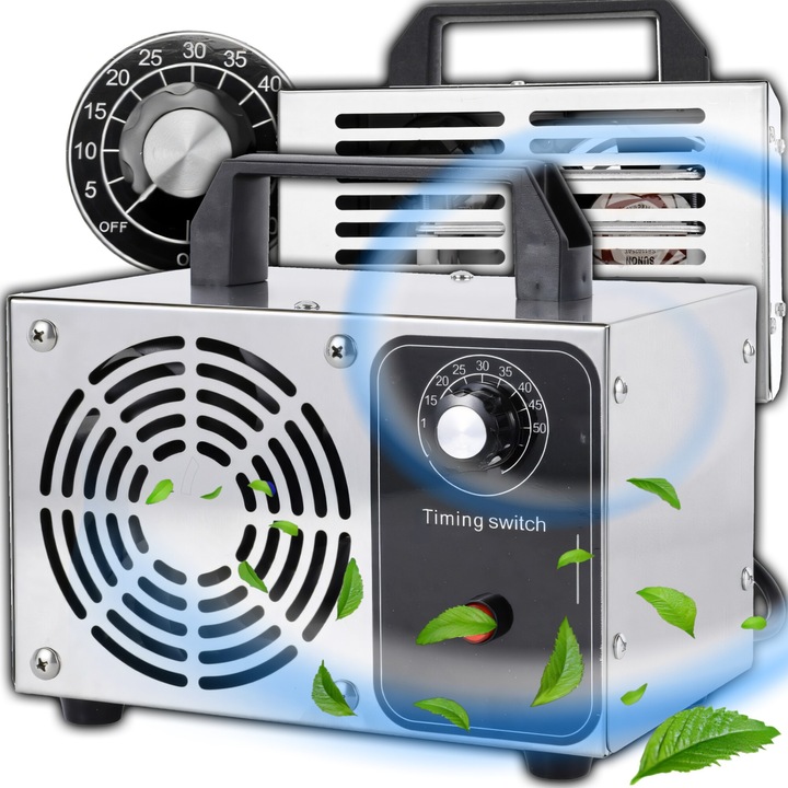 Generator Ozon RETOO HomeSmart, 100W, 20g/h, Timer Integrat, Usor de Transportat, Eliminare Mirosuri Neplacute, Purificare Eficienta a Aerului, Placi de Ozon de Inalta Calitate, Design Compact, Carcasa Rezistenta, Ideal pentru Casa, Birou, Depozite