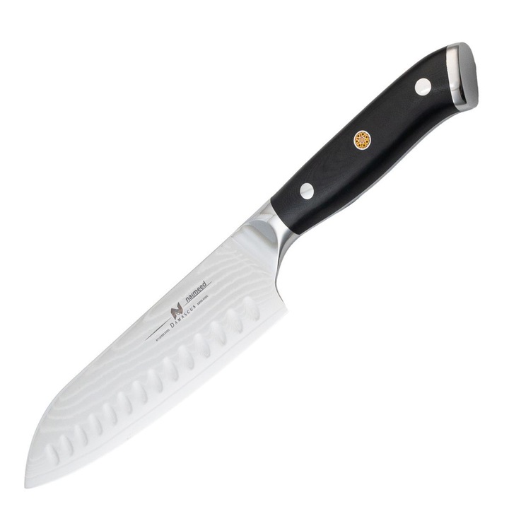 Нож Santoku, дамаска стомана, 67 слоя, 32 см, Naimeed D6826, черен