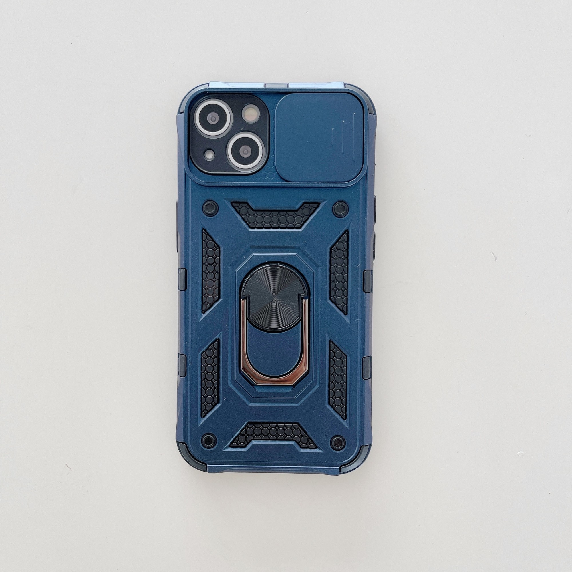 Husa de protectie Flippy compatibila cu Apple iPhone 13 Defender Model 4 cu suport, Albastru