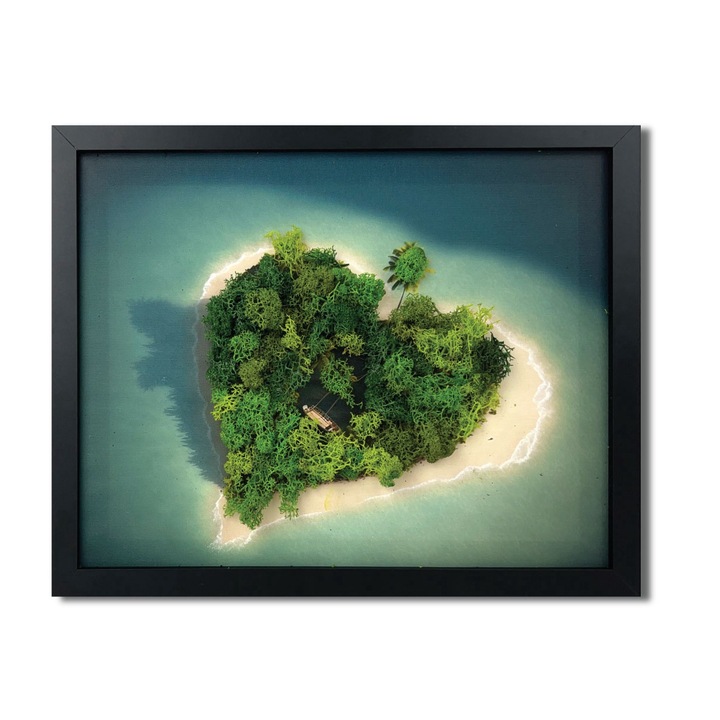 Tablou canvas cu licheni - Heart Island 35x45 cm, MH0011