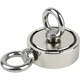 Magnet cu doua fete, Sensei, Neodim, Maner inox, Capacitate 500 kg, Filet 2 x M10, Ø75 mm, Argintiu